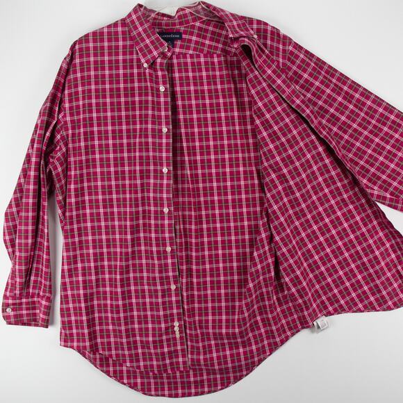 Lands' End Men's Long Sleeve Shirt Button-Down Pink White Tartan 16 32/33 Pocket - Picture 6 of 12